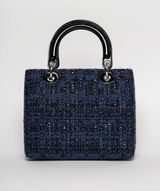 Christian Dior Blue Tweed and Patent Lady Dior Bag - Cap N Wrap