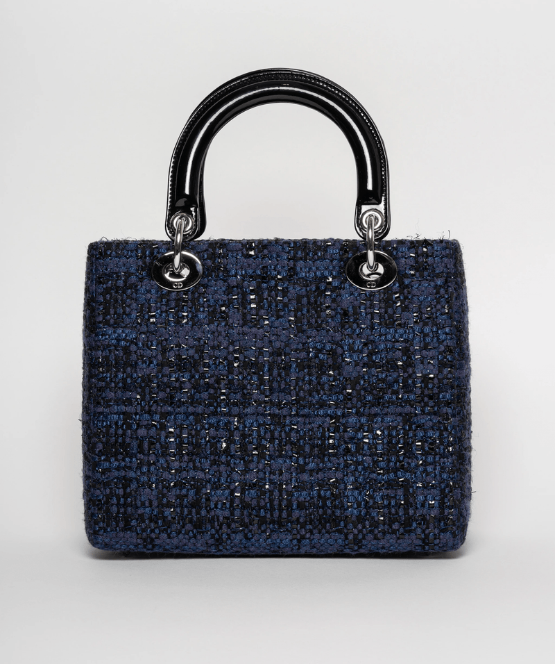 Christian Dior Blue Tweed and Patent Lady Dior Bag - Cap N Wrap