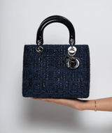 Christian Dior Blue Tweed and Patent Lady Dior Bag - Cap N Wrap