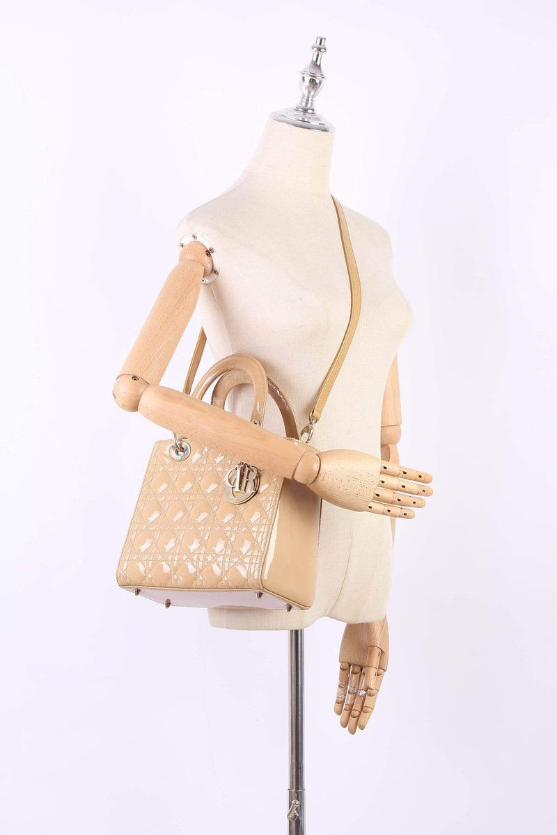 Christian Dior Beige Medium Patent Leather Lady Dior - RCL1179 - Cap N Wrap