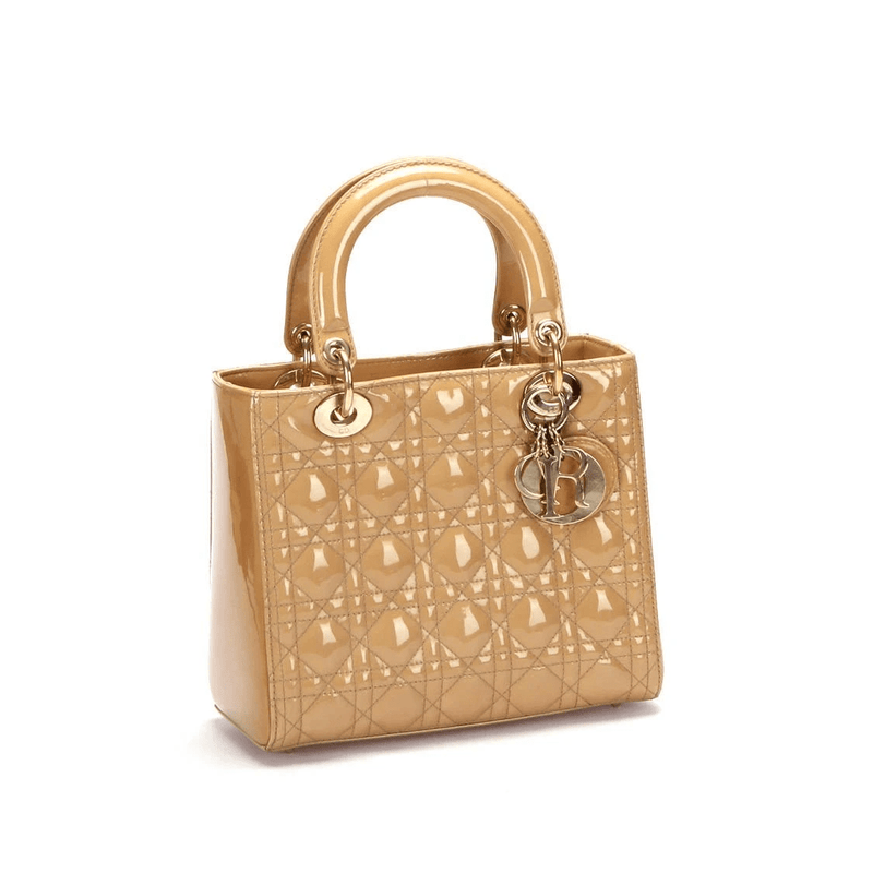 Christian Dior Beige Medium Patent Leather Lady Dior - RCL1179 - Cap N Wrap