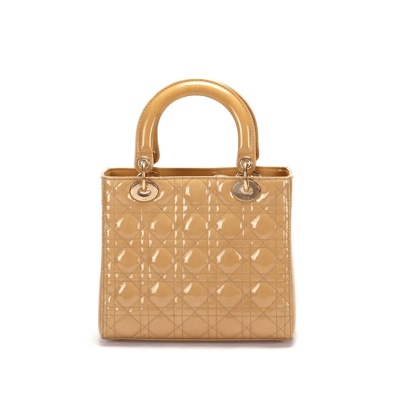 Christian Dior Beige Medium Patent Leather Lady Dior - RCL1179 - Cap N Wrap