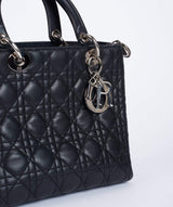 Christian Dior Black Leather Lady Dior Medium PHW - Cap N Wrap