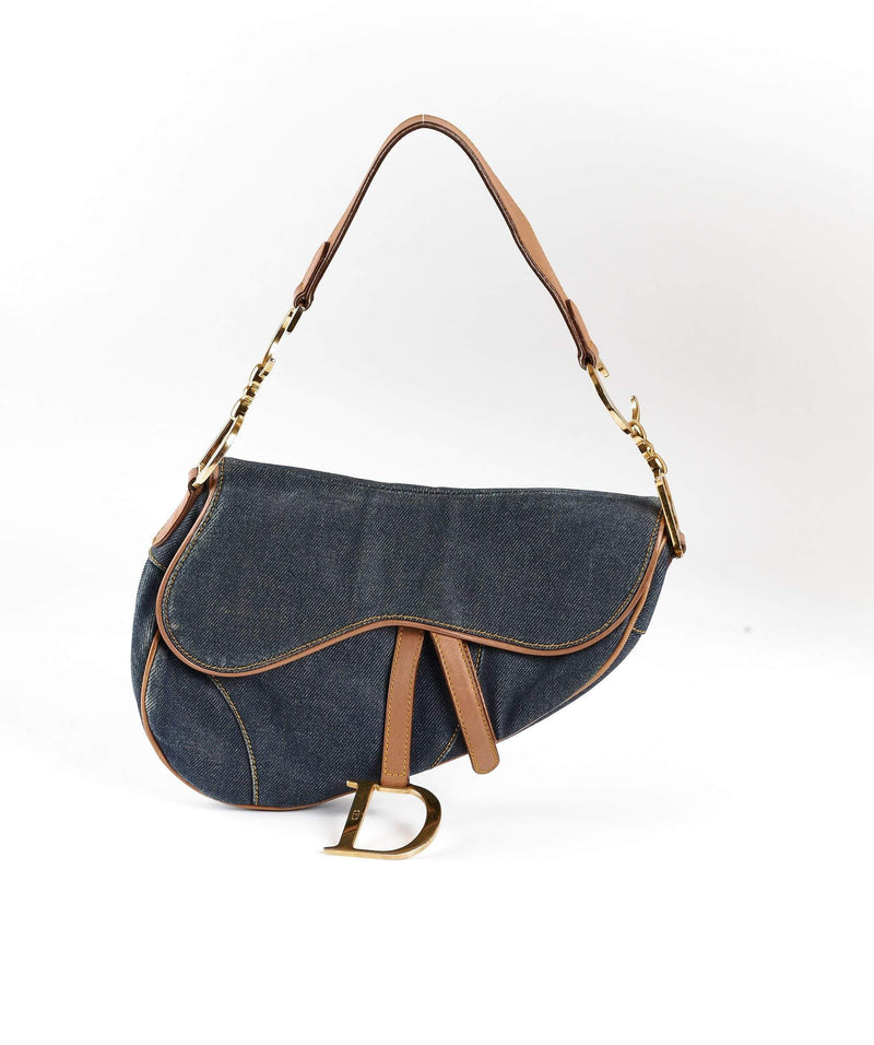 Christian Dior Blue Denim Saddle Bag GHW - Cap N Wrap