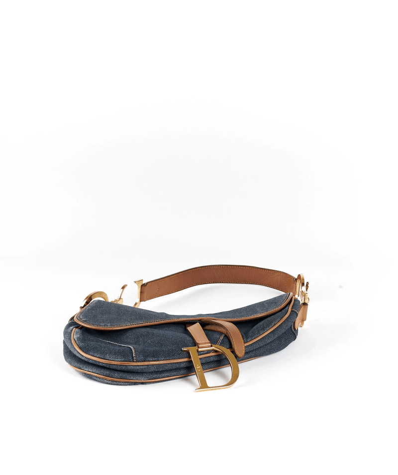 Christian Dior Blue Denim Saddle Bag GHW - Cap N Wrap
