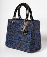 Christian Dior Blue Tweed and Patent Lady Dior Bag - Cap N Wrap