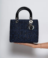 Christian Dior Blue Tweed and Patent Lady Dior Bag - Cap N Wrap
