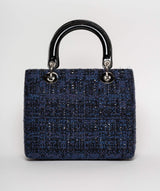 Christian Dior Blue Tweed and Patent Lady Dior Bag - Cap N Wrap