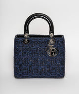 Christian Dior Blue Tweed and Patent Lady Dior Bag - Cap N Wrap