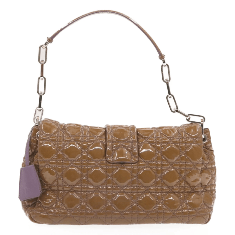 CHRISTIAN DIOR Canage Shoulder Bag Patent Leather Brown Auth rd1612 - Cap N Wrap