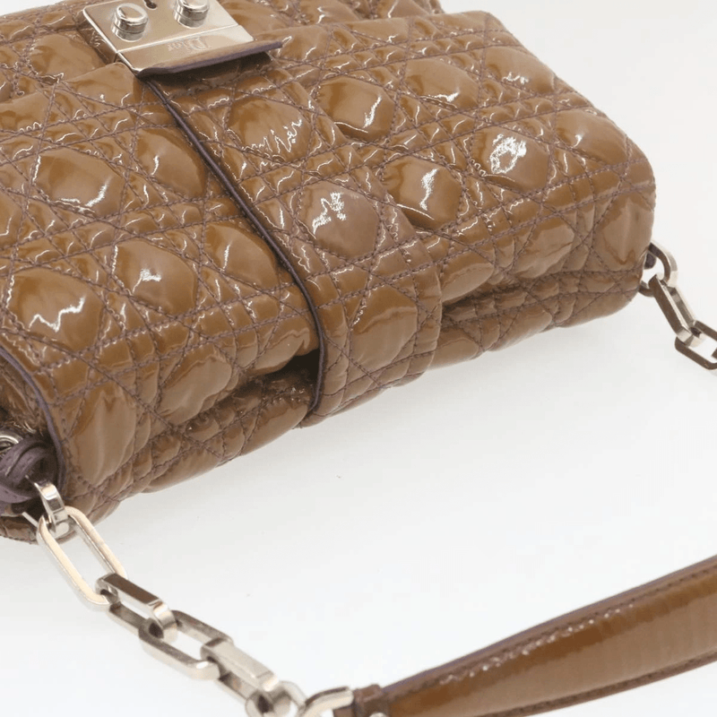 CHRISTIAN DIOR Canage Shoulder Bag Patent Leather Brown Auth rd1612 - Cap N Wrap