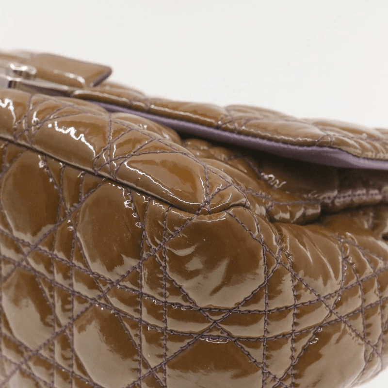 CHRISTIAN DIOR Canage Shoulder Bag Patent Leather Brown Auth rd1612 - Cap N Wrap