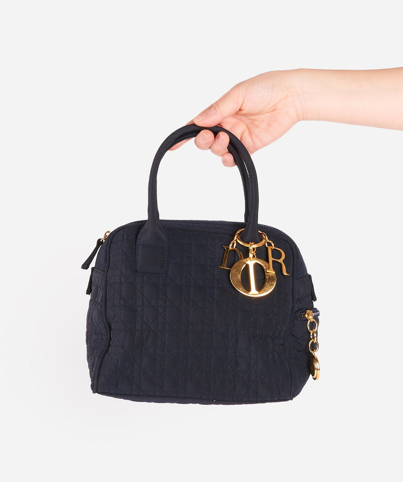 CHRISTIAN DIOR Cannage Hand Bag Black Nylon - Cap N Wrap