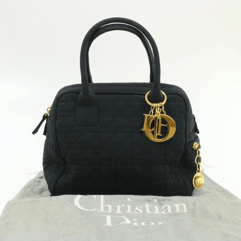 CHRISTIAN DIOR Cannage Hand Bag Black Nylon - Cap N Wrap