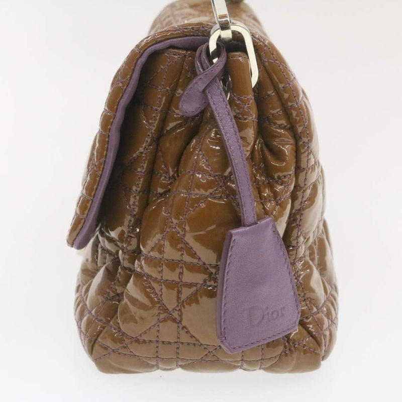 CHRISTIAN DIOR Canage Shoulder Bag Patent Leather Brown Auth rd1612 - Cap N Wrap