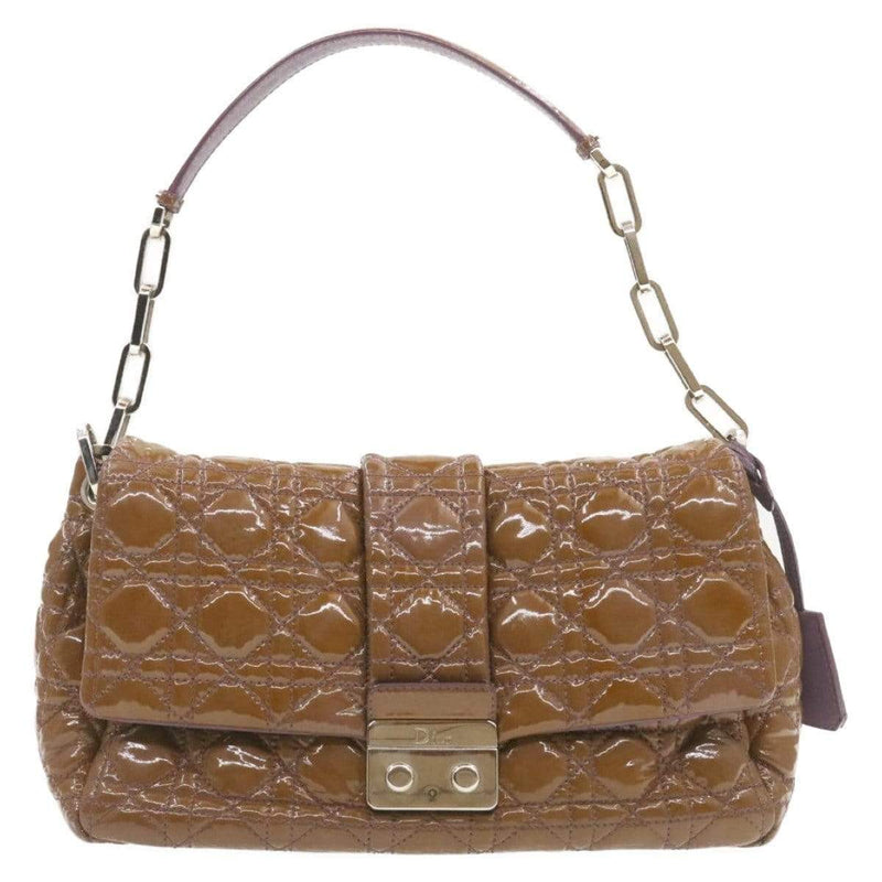 CHRISTIAN DIOR Canage Shoulder Bag Patent Leather Brown Auth rd1612 - Cap N Wrap