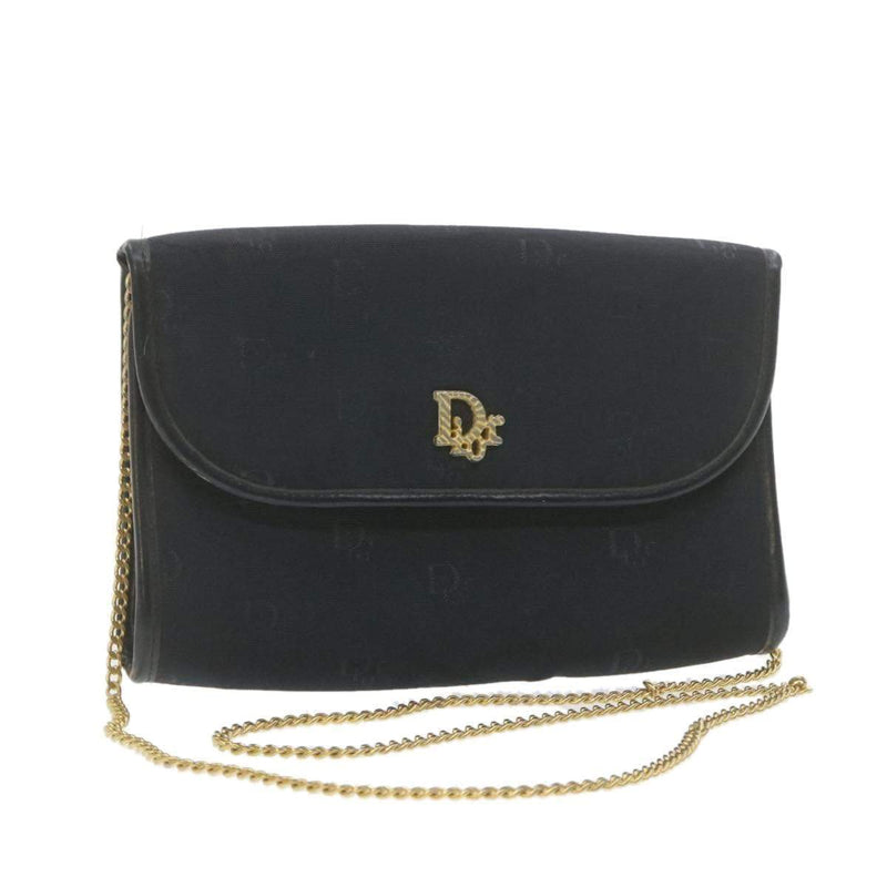 CHRISTIAN DIOR Chain Shoulder Bag Black Canvas Auth 21499 MW2753 - Cap N Wrap