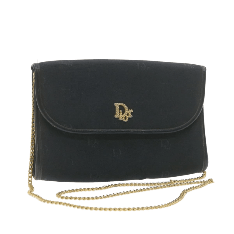 CHRISTIAN DIOR Chain Shoulder Bag Black Canvas Auth 21499 MW2753 - Cap N Wrap