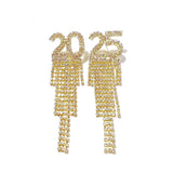 2025 Digital Rhinestone Letter Earrings For New Year Pendant Earring