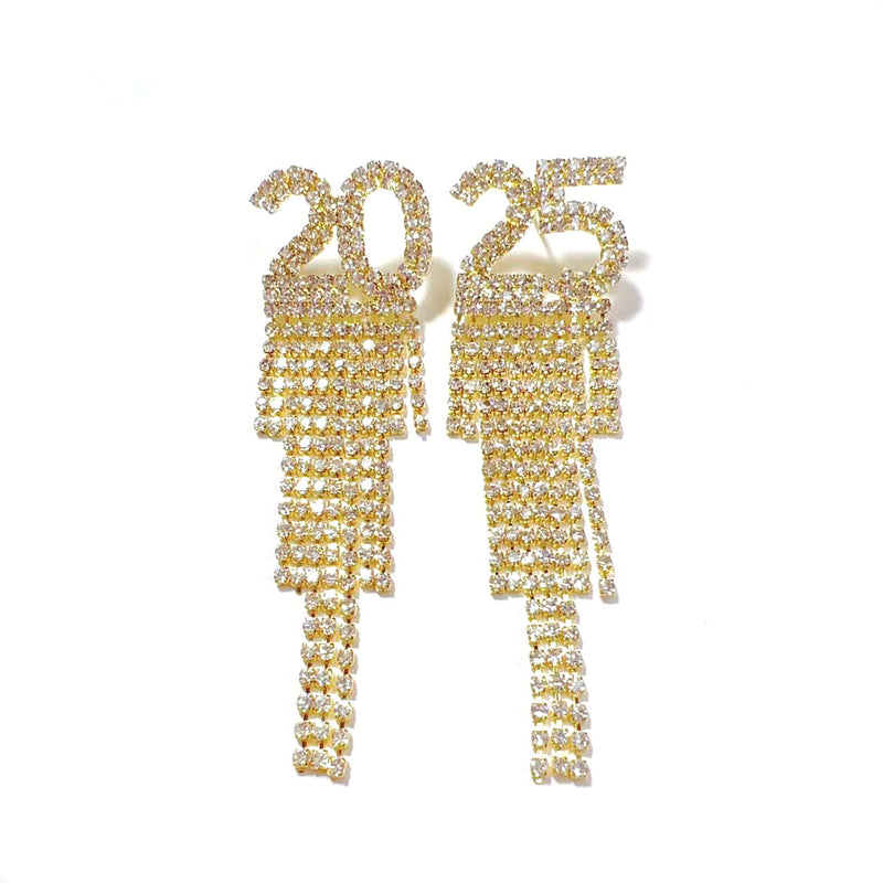 2025 Digital Rhinestone Letter Earrings For New Year Pendant Earring