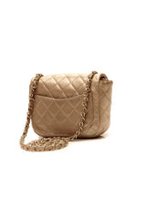 Crystal Quilted Flap Crossbody Bag - Gold