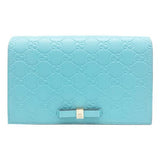 Gucci Chain Guccissima Bow Blue Signature Leather Shoulder Bag