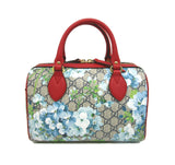 Gucci Boston Small Blooms Top Handle Signature Blue Gg Coated Canvas Satchel