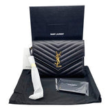 Saint Laurent Envelope Clutch Monogram Black Leather Wristlet