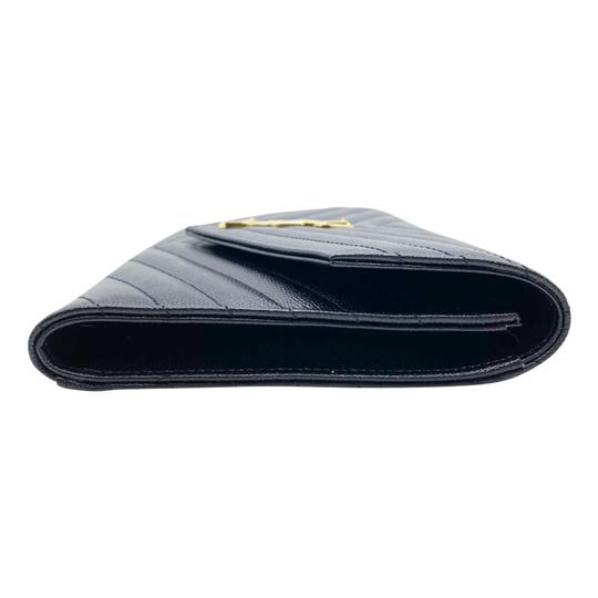 Saint Laurent Envelope Clutch Monogram Black Leather Wristlet