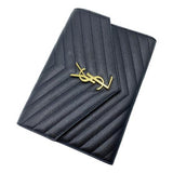 Saint Laurent Envelope Clutch Monogram Black Leather Wristlet