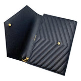 Saint Laurent Envelope Clutch Monogram Black Leather Wristlet