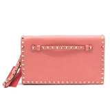 Valentino Clutch Rockstud Flap Pink Leather Wristlet