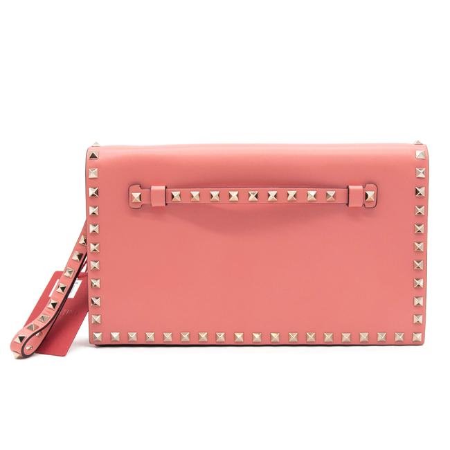 Valentino Clutch Rockstud Flap Pink Leather Wristlet