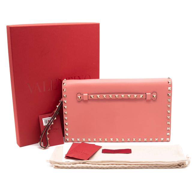 Valentino Clutch Rockstud Flap Pink Leather Wristlet