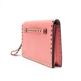 Valentino Clutch Rockstud Flap Pink Leather Wristlet